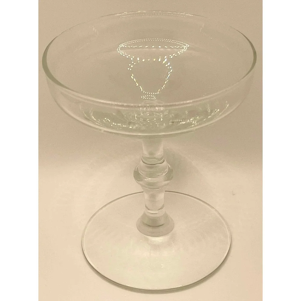 Vintage Clear Glass Champagne Coupe Cocktail Glasses Knop Stem Set of 4‎